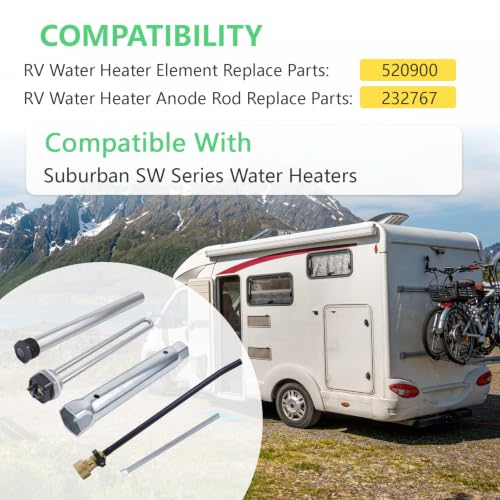 RV Water Heater Anode Rods,520900 Heating Element & Flush - Image 5