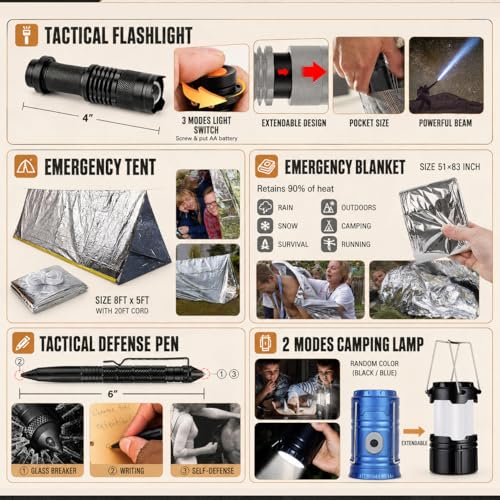 Survival Kit, 250Pcs Survival Gear First Aid Kit with Molle - Image 5