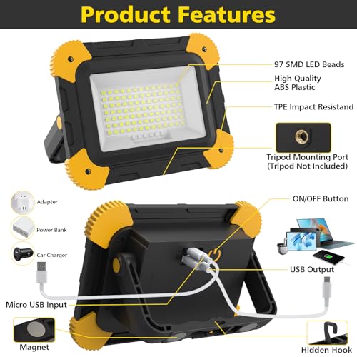 T-SUN Rechargeable LED Work Light,Cordless Work Light,2 Pack - Image 7