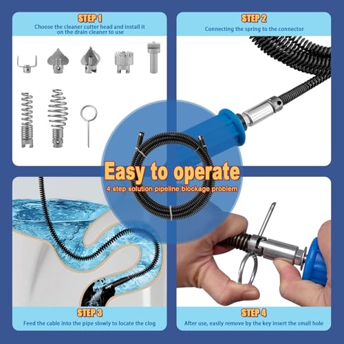 Drain Snake, Drain Auger with Drill Attachment - Image 5