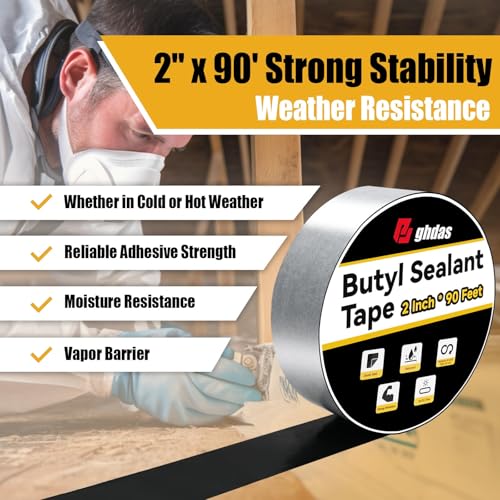 1 Pack Butyl Sealant Tape 2" X 90' - Double Sided - Black - Image 3