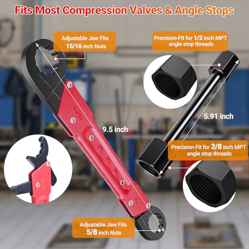 Preciva 9PCS Angle Stop Wrench Kit,2-in-1 Faucet Wrench | Hand Tools - Image 4