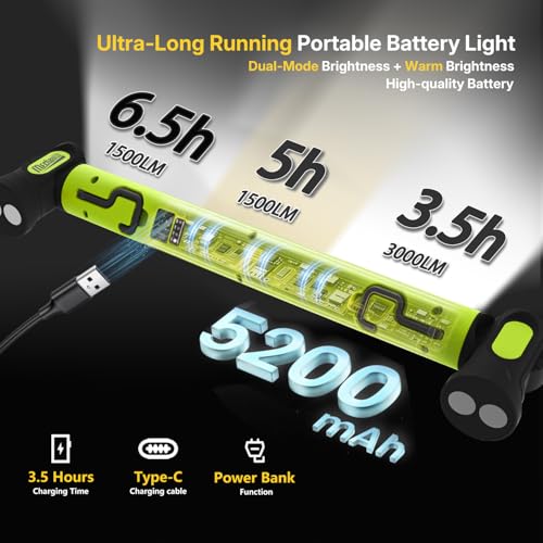 Magnetic Cordless Under Hood Work Light Bar for Mechanics-Green - Image 4