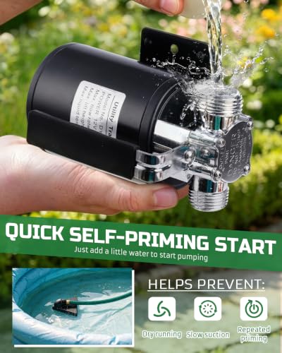 1/10HP Water Transfer Pump, Electric Utility Pump w/ 2x 6ft - Image 6