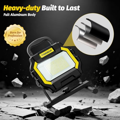 6000LM Hybrid LED Work Light, Dual-Power for Construction Garage - Image 5