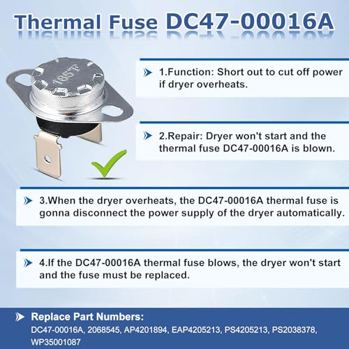 DC47-00016A Dryer Thermal Fuse Kit for Samsung DC47-00016A - Image 6