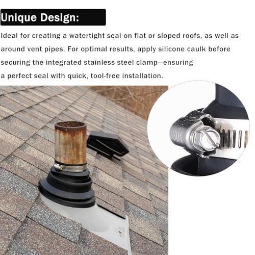 2-Pack Roof Vent Pipe Repair Boot Kit, 1.5"-2" Universal Fit - Image 4