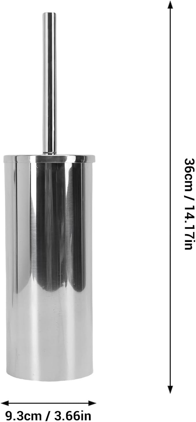 Focket Toilet Brush and Holder Set, Stainless Steel Toilet Bowl Brush with Sealable Lid and Stable Base, Heavy Duty Bowl Cleaner Brush for Home RV Bathroom Accessories (Bright Silver)