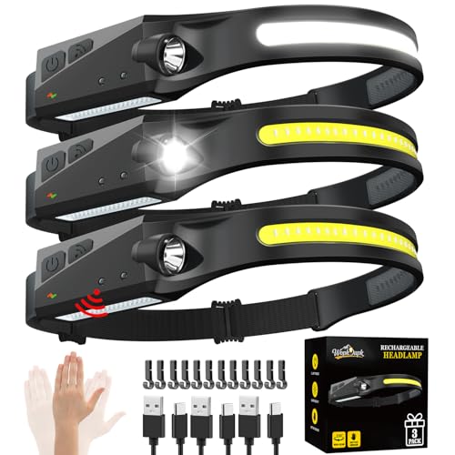 Rechargeable Headlamp 3PCS, 230° LED Head Lamp - Image 2
