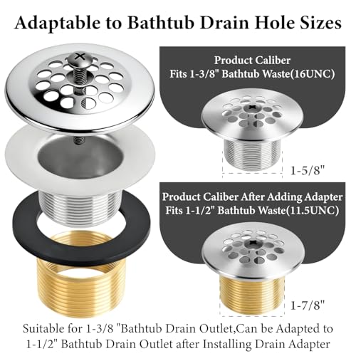 Chrome Tub Drain Replacement Kit with Tip-Toe Stopper - Image 5