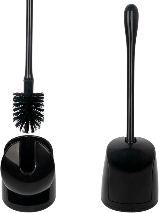 CELOX Toilet Bowl Brush and Holder, Compact Toilet Brush with Breathable Ventilation Stand Base, Bathroom Cleaning Kit, Black, 2 Set