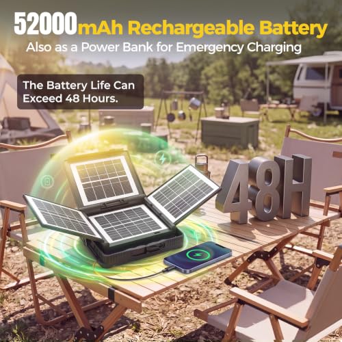 52000LM Solar LED Work Light Rechargeable, Portable Flood - Image 5