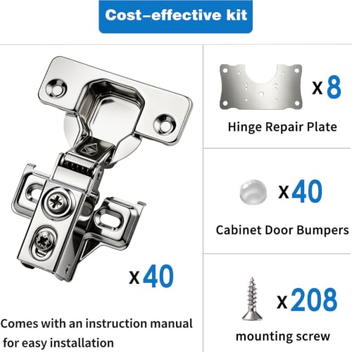 Cabinet Hinges - 40 Pack Soft Close Cabinet Hinges | Home Repair - Image 4