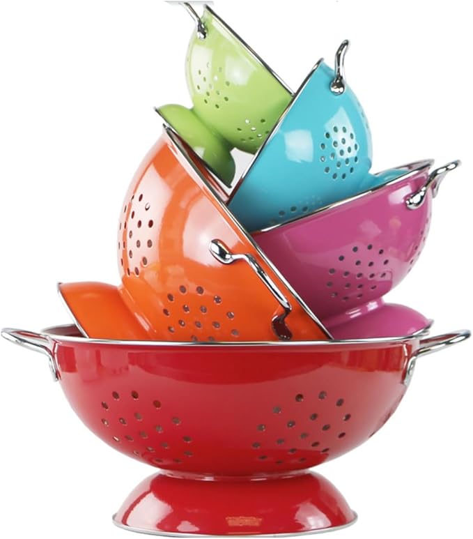 Calypso Basics by Reston Lloyd Powder Coated Enameled Colander, 1.5 Quart, Black