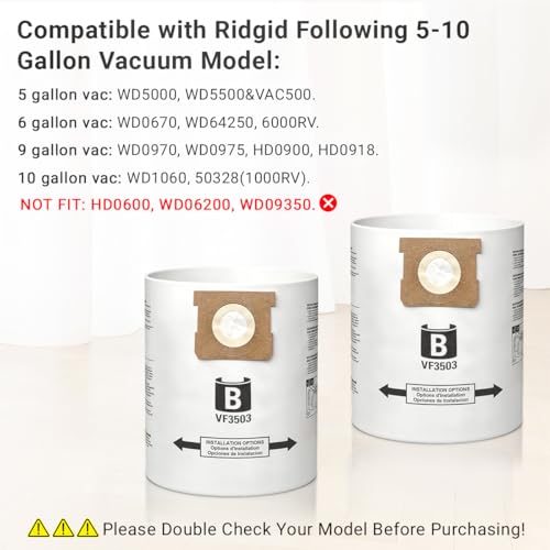 VF3503 Vacuum Bags Work with Ridgid 5-10 Gallon Wet Dry Vac,Size - Image 4