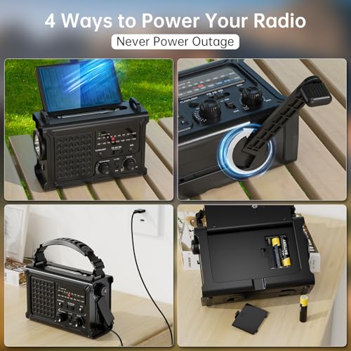 NOAA Emergency Weather Radio, 12000mAh Portable AM/FM - Image 7