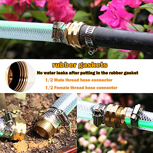 Solid Brass Garden Hose Repair Connector with Clamps Hose - Image 5