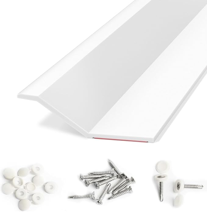 Garage Door Seal Top and Sides, 20 FT Universal TPE Weather Stripping Trim Weatherproofing Seals with Nails and Lids in White