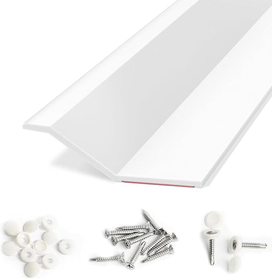 Garage Door Seal Top and Sides, 20 FT Universal TPE Weather Stripping Trim Weatherproofing Seals with Nails and Lids in White