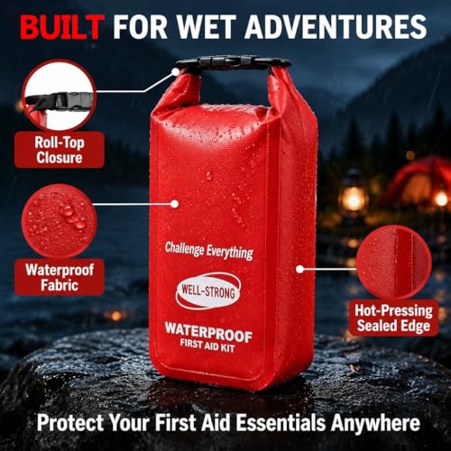 123pcs Waterproof Boat First Aid Kit with Survival Tools Red - Image 3