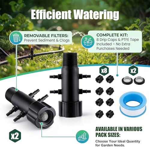 2 Pack 4 Port Drip Irrigation Manifold with Filter - Image 6