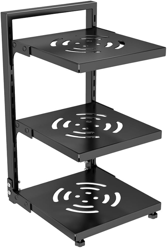 Pots and Pans Organizer for Cabinet Black Adjustable 3 Tier Pot Organizer Rack Under Sink or Floating Shelf Heavy Duty Kitchen Storage Organizers Pot Lid Organizer
