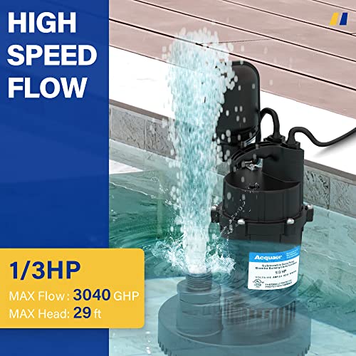 1/3HP Submersible Sump Pump 3040GPH Clean/Dirty Water Pump - Image 6