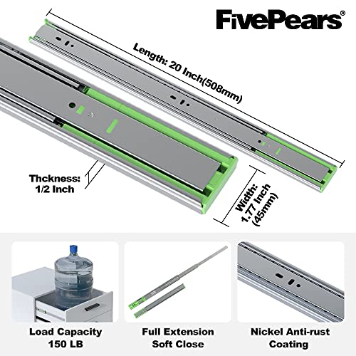 FivePears 1 Pairs 20 Inch Heavy Duty Soft Close Drawer - Image 3