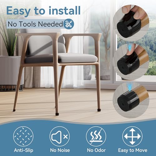 24PCS Silicone Chair Leg Floor Protectors for Hardwood Floors, Thicken Rubber Chair Leg Cap Covers, Non Slip Furniture Leg Pads to Protect Wood Tile Floors from Scratches and Reduc - Image 5