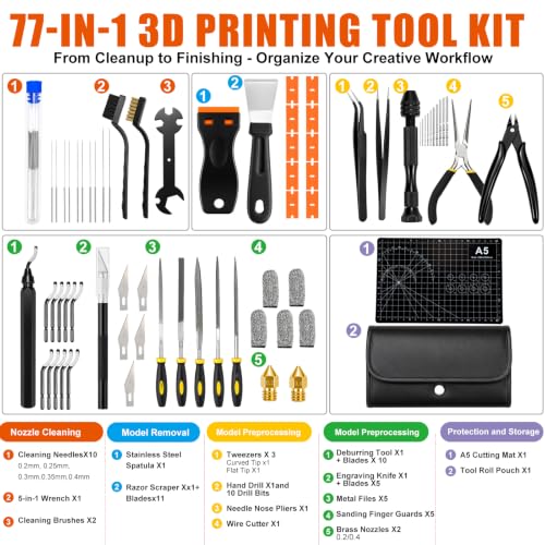 77 PCS 3D Printer Tool Kit with Storage Case,3D Printing | Home Repair - Image 3