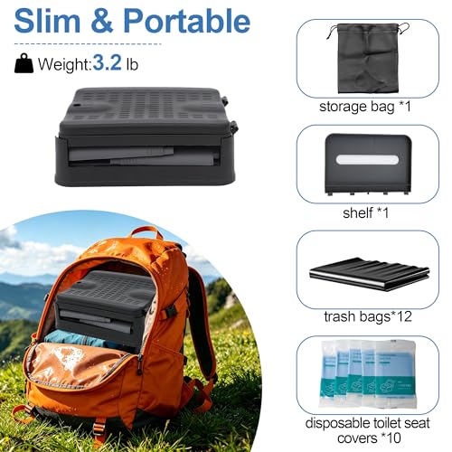 Portable Toilet for Camping, 11.8"H Capacity 440LBS - Image 5