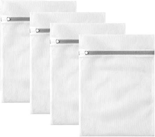 Fine Mesh Laundry Bags with Zipper-Multi Size Mesh Bags For Laundry, Reusable Organizer Lingerie Bags (4, Large)