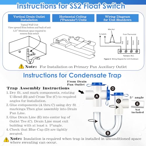 2 Pack Condensate Trap and Float Switch HVAC Kits for HVAC - Image 7