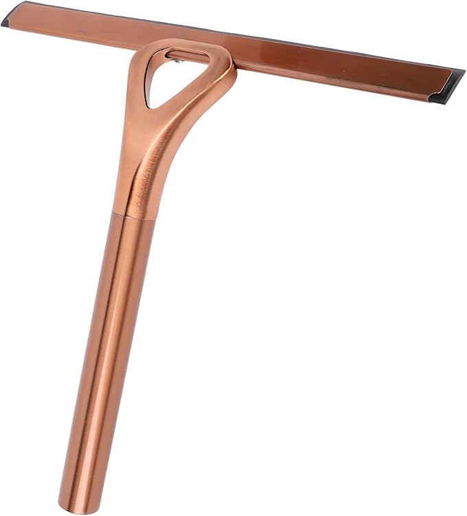304 Stainless Steel Shower Squeegee for Glass Doors, Silicene Window Mirror Wiper with Hook Bathroom Shower Door Cleaning Tool (Antique Bronze)