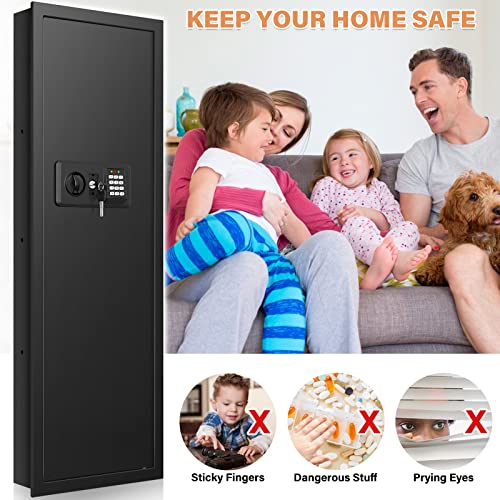 Black 43.3" Tall Fireproof Wall Safe Between Studs 16" Centers - Image 7