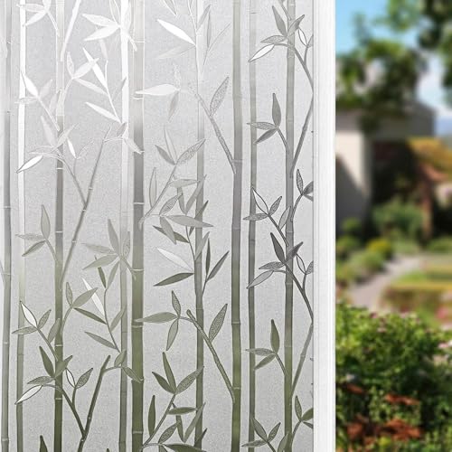 Finnez Bamboo Window Privacy Film, Frosted Glass Decorative - Image 2