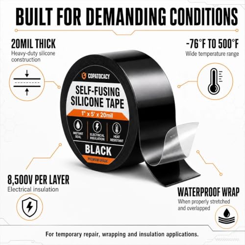 Self Fusing Silicone Tape for Repair and Sealing (1" x 5' - Image 7