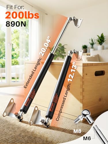 Gas Struts 20 Inch 200Lb for Heavy Lid with Bracket 2 Pcs - Image 7