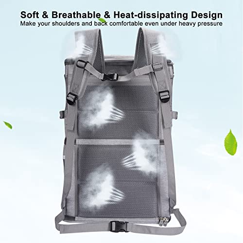2-in-1 Double Pet Carrier Backpack for Small Cats & Dogs, Grey - Image 7