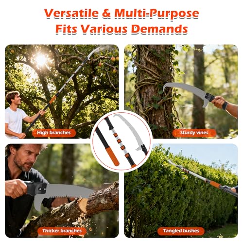 30FT Reach Pole Saws for Tree Trimming, Manual Pole Saw - Image 4
