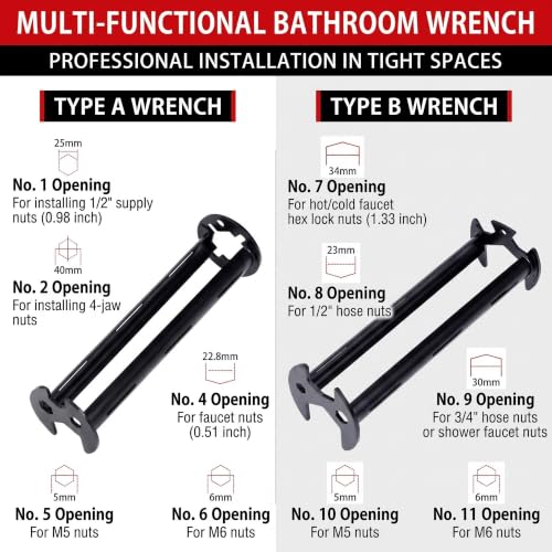 8 Pcs Sink Wrench Basin Wrench Set, Plumbing Tools with Bag, Red - Image 5