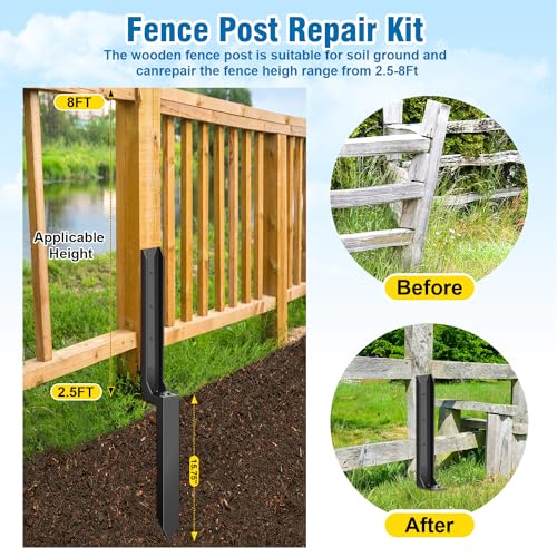 2 Pcs Fence Post Repair Kit, Heavy Duty Fence Post Anchor - Image 4