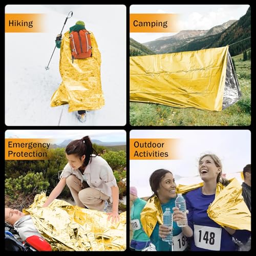 12-Pack Emergency Mylar Thermal Blankets, 82"x62" Space - Image 7