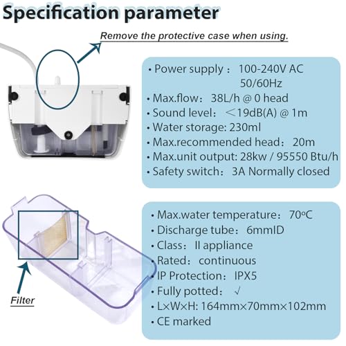 Mini Split Condensate Pump, 100-240V White AC Hvac Silent - Image 3
