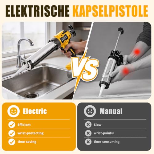Electric Caulking Gun Compatible with Dewalt 20V Max | Home Repair - Image 6