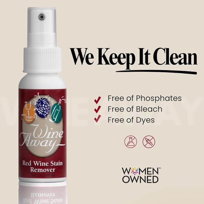 Wine Away Red Wine Stain Remover - Perfect Fabric Upholstery and Carpet Cleaner Spray Solution - Removes Wine Spots - Spray and Wash Laundry to Vanish Stain - Wine Out - Zero Odor - 2 Ounce, Set of 3