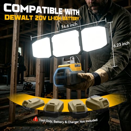 LED Work Light Compatible with DeWalt 20V Battery, 150W 15000LM - Image 5