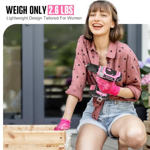 Bielmeier 20V 236Pcs Cordless Pink Drill Set for Women - Image 3