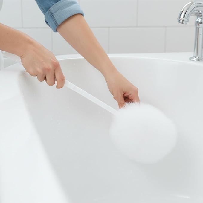 12 Pack Toilet Bowl Brushes Disposable, White Soft Toilet Bowl Brushes with Long Plastic Handle, Silk Cotton Brush for Bathroom, Toilet Bowl, Washbasin, Bathtub & Tiles, 11 x 4.3 Inch
