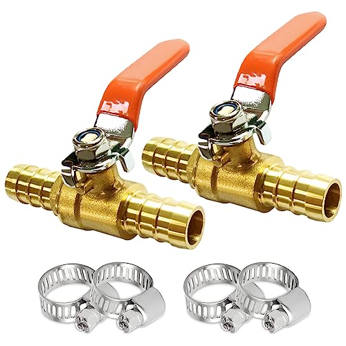 Brass 1/2" Hose Barb Ball Valve, 2PCS - Image 2